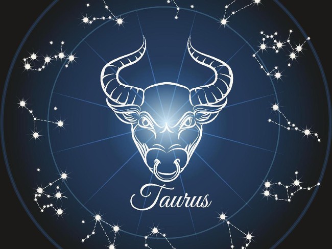 Zodiac sign taurus and circle constellations. Vector illustration