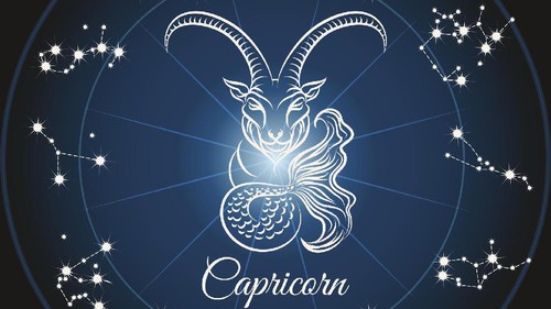 Zodiac sign capricorn and circle constellations. Vector illustration