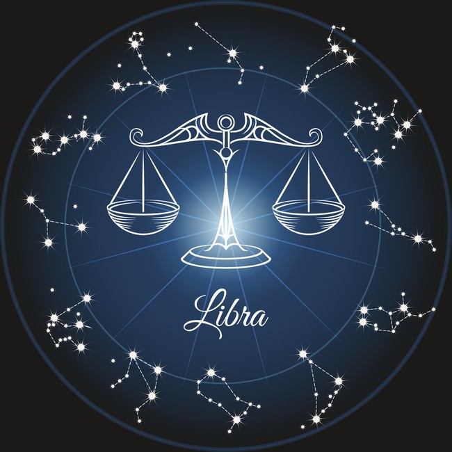 Zodiac sign libra and circle constellations. Vector illustration