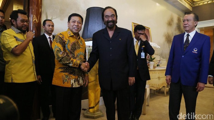 Kunjungan Balasan, Novanto Temui Surya Paloh di Kantor NasDem