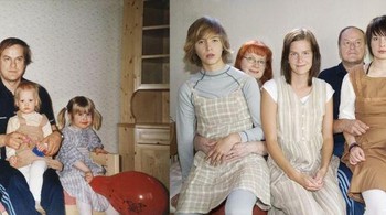 Kadang agak sulit menemukan tempat seperti di foto aslinya, mencari baju yang sesuai dan merasakan perasaan yang muncul karena mengenang masa lalu, sebut Wilma Hurskainen, wanita asal Swedia yang berfoto bersama saudara saudaranya ini. Foto: Istimewa