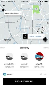 Uber Hadirkan Layanan Tumpangan 6 Orang