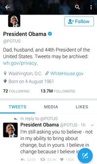Screenshot akun Twitter Obama