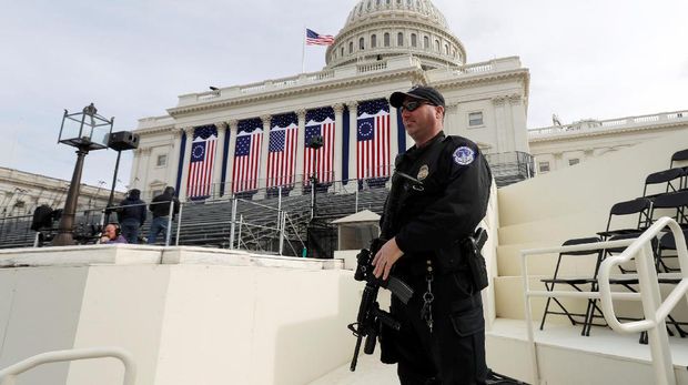 Persiapan Gedung Captitol menjelang pelantikan Trump