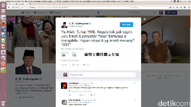 SBY Curhat di Twitter Soal Penyebaran Hoax