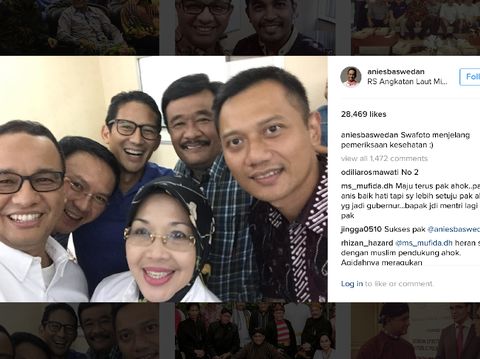 Foto Selfie Kompaknya 3 Pasangan Pilgub DKI Usai Debat