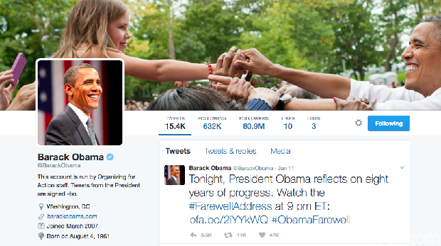 Resmi Jadi Presiden AS, Trump Ambil Alih @POTUS dari Obama