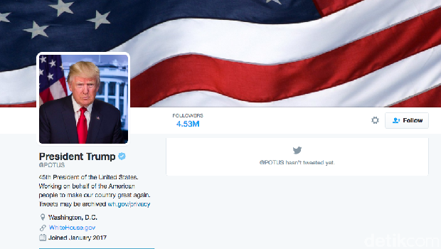 Resmi Jadi Presiden AS, Trump Ambil Alih @POTUS dari Obama