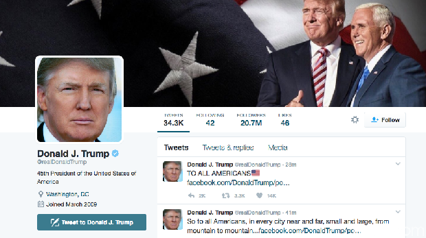 Resmi Jadi Presiden AS, Trump Ambil Alih @POTUS dari Obama