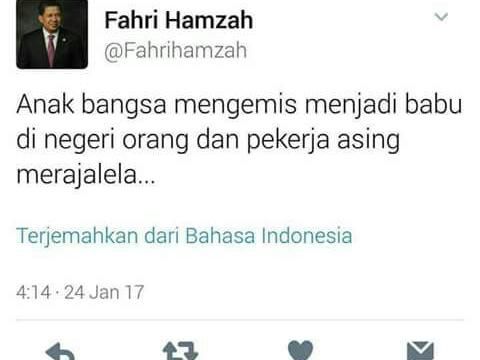 Tanggapi Cuitan Fahri Tentang Babu, Menaker: #MaafkanFahriBu