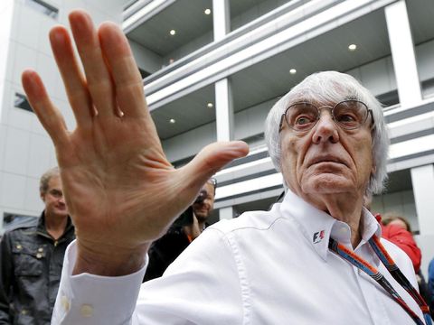 FILE PHOTO - Formula One supremo Bernie Ecclestone speaks to the media at the paddock area ahead of the Russian F1 Grand Prix in Sochi, Russia, October 9, 2015. REUTERS/Maxim Shemetov/File Photo