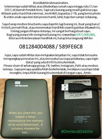 Hardisk Foto Kenangan Hilang, Andang Tawarkan Hadiah Rp 5 Juta