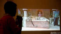 Aktifis pecinta satwa menunjukan video pendek  soal perlakuan terhadap harimau.