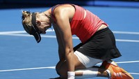 Ekspresi bahagia Mirjana Lucic-Baroni. REUTERS/Issei Kato.