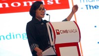 Sri Mulyani memberikan sambutan saat menghadiri CIMB Niaga Economic Forum 2017 di Hotel Ritz Carlton, SCBD, Jakarta, Kamis (26/1).