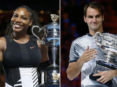 Pose Serena dan Federer dengan Pialanya