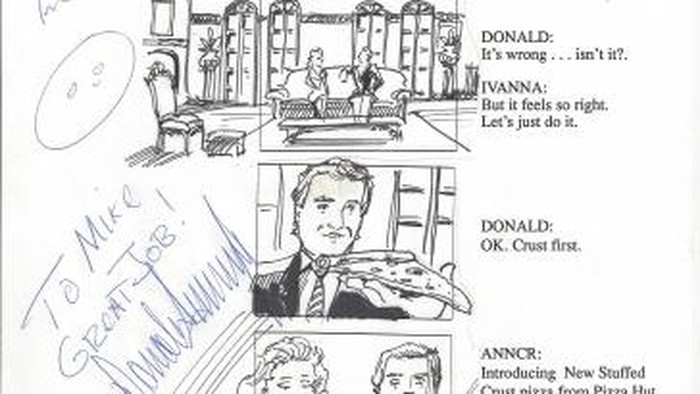 storyboard iklan pizza donald trump