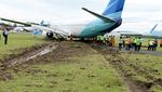 Pesawat Garuda yang Tergelincir di Adisutjipto Berhasil Dievakuasi