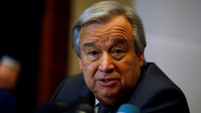 U.N. Secretary-General Antonio Guterres addresses a news conference on the sides of the 28th Ordinary Session of the Assembly of the Heads of State and the Government of the African Union in Ethiopias capital Addis Ababa January 30, 2017. REUTERS/Tiksa Negeri