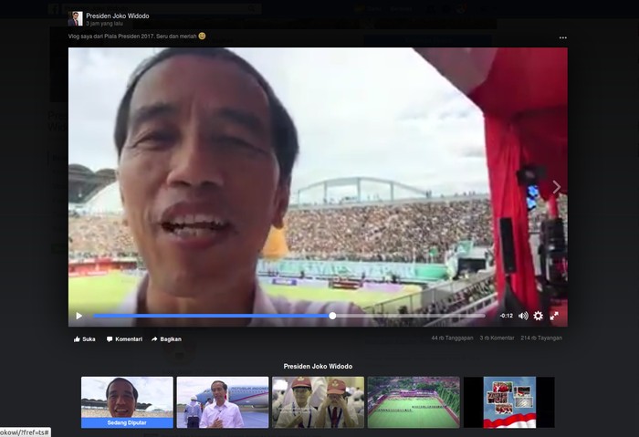 Jokowi nge-Vlog di Arena Piala Presiden 2017
