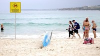 Foto: Ada papan yang bertuliskan peringatan tentang arus laut yang berbahaya. Selain itu, ada juga petugas penyelamat yang selalu berjaga di Pantai Bondi sehingga wisatawan bisa merasa aman dan nyaman (Wahyu/detikTravel)