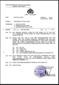 Telegram Kapolda Jatim.