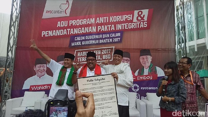 Paslon Pilgub Banten Tanda Tangani Pakta Integritas dengan ICW