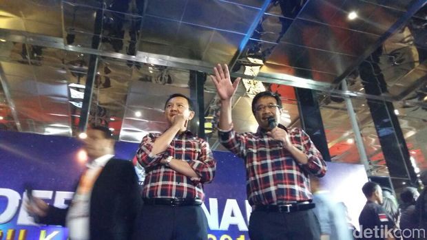 Ahok dan Djarot di Hotel Bidakara. 