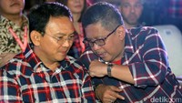 Ahok berbincang dengan Sekjen PDIP Hasto Kristiyanto.