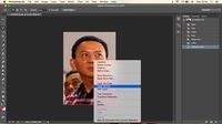 Klik kanan 'layer via cut' setelah gambar Ahok diseleksi dengan background menggunakan polygonal lasso tool'.