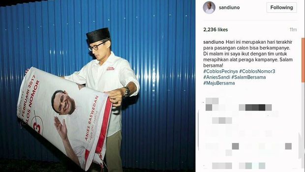 Ini Postingan Terakhir Cagub Cawagub DKI Tutup Kampanye di Medsos