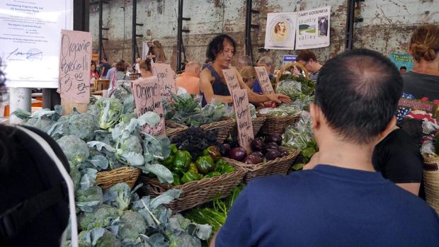 Penjual sayur mayur di Carriageworks Farmer Market (Wahyu/detikTravel)