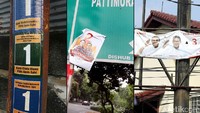 Alat peraga kampanye Cagub-Cawagub DKI terpampang di sejumlah ruas jalan di Jakarta, Senin (13/2/2017).