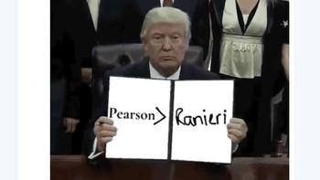 Netizen ini meminjam foto Donald Trump yang berharap pelatih Leicester Claudio Ranieri segera diganti kandidat kuat Nigel Pearson. Foto: Istimewa