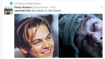 Leicester tahun lalu diibararkan aktor Leondardo di Caprio yang segar bugar, tahun ini terluka parah. Foto: Istimewa