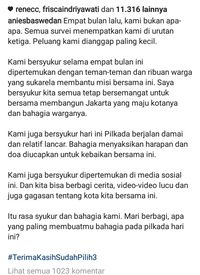 Postingan Anies Baswedan di Instagram. 