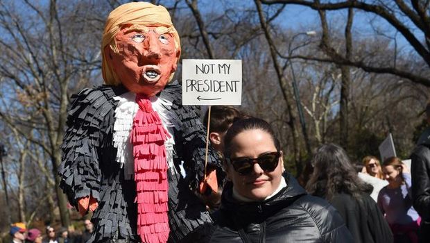 Unjuk rasa anti-Trump di New York 