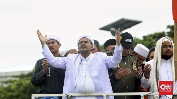 Rizieq Shihab dalam Aksi 212 pada Desember 2016.