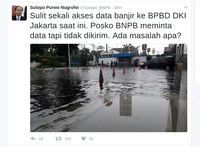 Kepala BNPB Sutopo mengeluh sulit dapat akses data banjir dari BPBD DKI