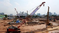 Ini penampakan terkini proyek pembangunan Pasar Rumput, Manggarai, Jakarta, Kamis (23/2/2017).