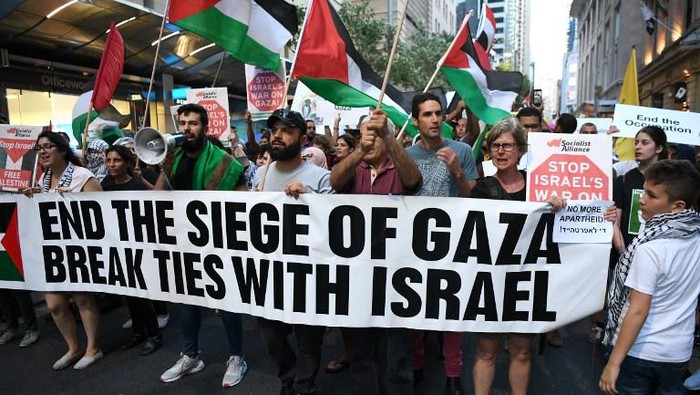 Ratusan Demonstran Pro-Palestina di Australia Memprotes Netanyahu