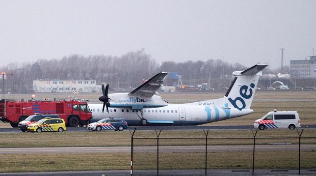 Pesawat Maskapai Inggris Tergelincir di Amsterdam