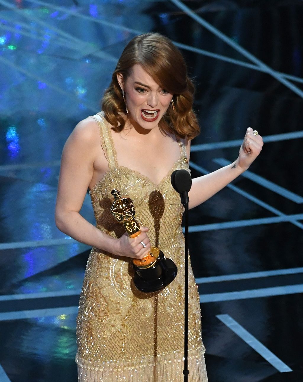 HOLLYWOOD, CA - FEBRUARY 26:  Actress Emma Stone accepts Best Actress for 'La La Land' onstage during the 89th Annual Academy Awards at Hollywood & Highland Center on February 26, 2017 in Hollywood, California.  (Photo by Kevin Winter/Getty Images)
