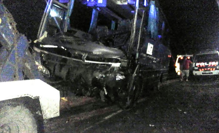 Ini Kondisi Bus yang Tabrak Warung hingga 4 Motor di Sukabumi