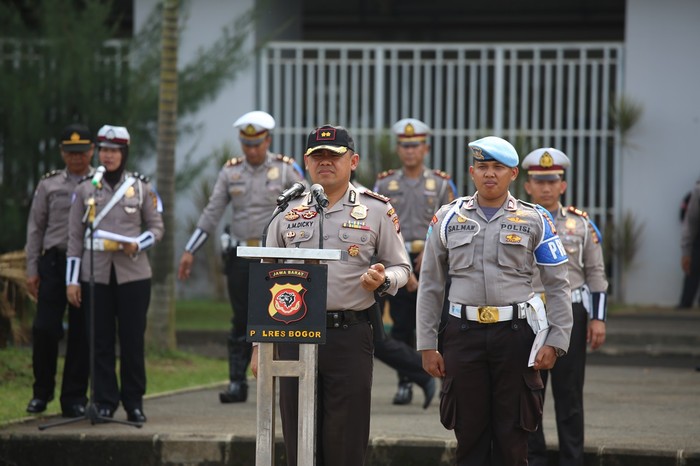 Polres Bogor Gelar Apel Pengamanan Rute Perjalanan Raja Salman