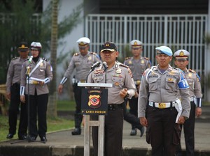 Polres Bogor Gelar Apel Pengamanan Rute Perjalanan Raja Salman