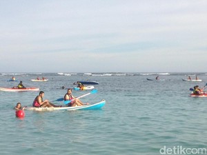 Penampakan Rombongan Raja Salman yang Bersantai di Pantai Pandawa