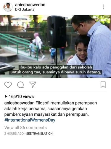 Anies Berfilosofi di Hari Perempuan Internasional Lewat Instagram