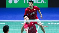 All England sudah menyuguhkan kejutan dengan rontoknya pemain-pemain unggulan di babak pertama, Rabu (14/3/2018). Ganda putra masih meloloskan unggulan pertama Kevin Sanjaya Sukamuljo/Marcus Fernaldi Gideon. (dok. Humas PBSI)