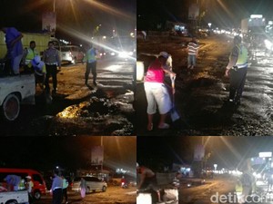 Jalan di Karawang Timur Rusak, Akses ke Tol Cikampek Tersendat